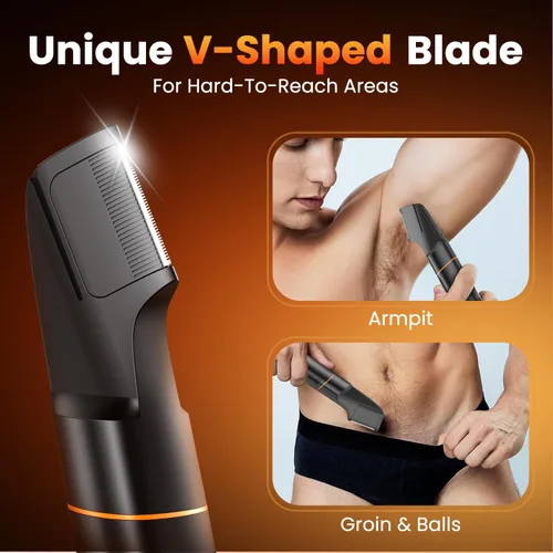 Miniatura 11 de MAXGROOM - Afeitadora de vello corporal para hombre, afeitadora resistente al agua para la ingle, testículos y bolas, kit de aseo eléctrico sin
