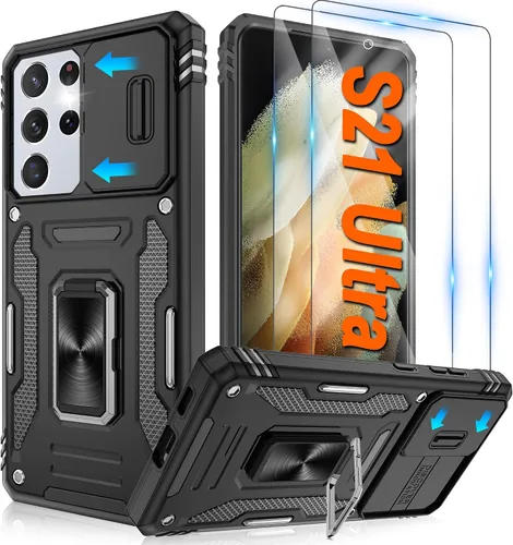 Miniatura 64 de Atump Funda para Motorola Moto G Play 2024 (4G) con [paquete de 2] protector de pantalla HD y cubierta para cámara deslizante, soporte de anillo