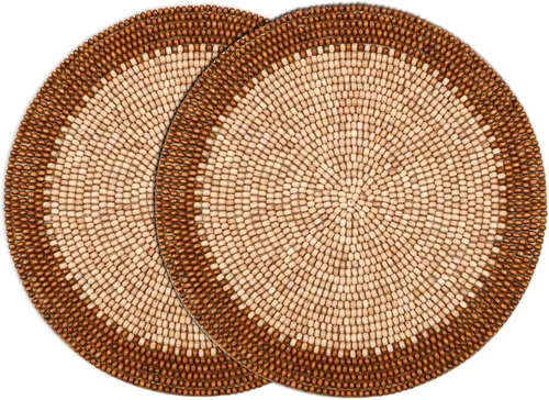 Miniatura 18 de Manteles individuales de 13 pulgadas con cuentas redondas para mesa de comedor - Manteles decorativos con cuentas de vidrio y respaldo de algodón