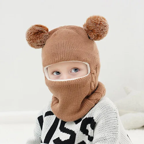 Miniatura 2 de Gorro de invierno de punto para bebés y niñas pequeños, bufanda con orejeras y capucha con forro polar
