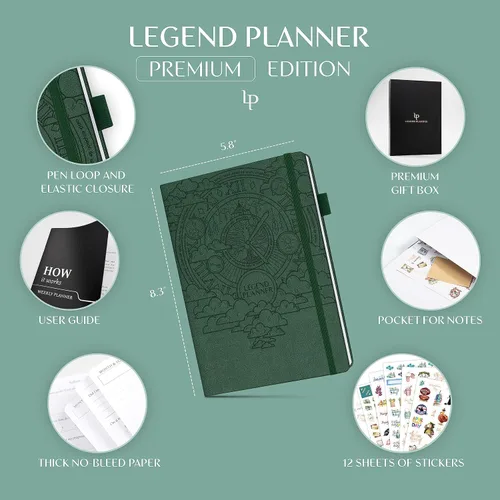 Miniatura 2 de Legend Planificador Semanal Premium – Planificador Semanal, Mensual y de Presupuesto Sin Fecha – Organizador de Vida para Gestión del Tiempo y Negro