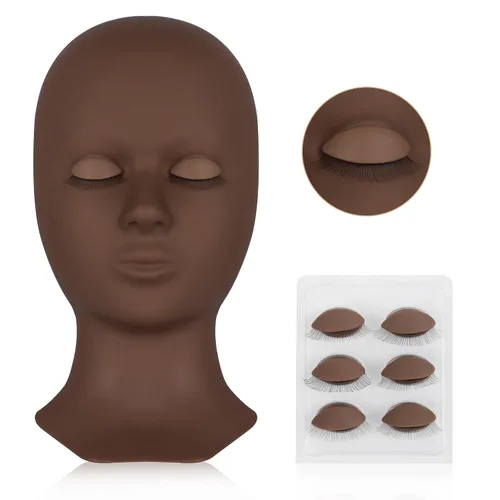 Miniatura 21 de Cabeza de maniquí para entrenamiento de prácticas de maquillaje, extensiones de pestañas, pinturas, herramienta suave de LASHVIEW