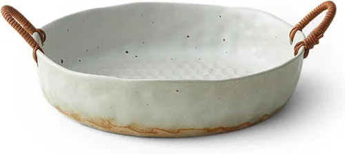 Frutero grande de 10 pulgadas, cesta de frutas de cerámica para encimera de cocina, Frutero para Cocina, blanco Verde