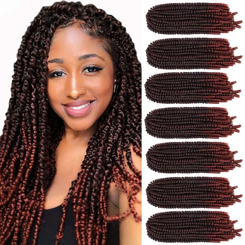 Miniatura 32 de Paquete de 2 cabello para trenzas en espiral de 8 pulgadas, cabello Spring Twist para rastas falsas, rastas de mariposa, cabello para trenzas, fibra