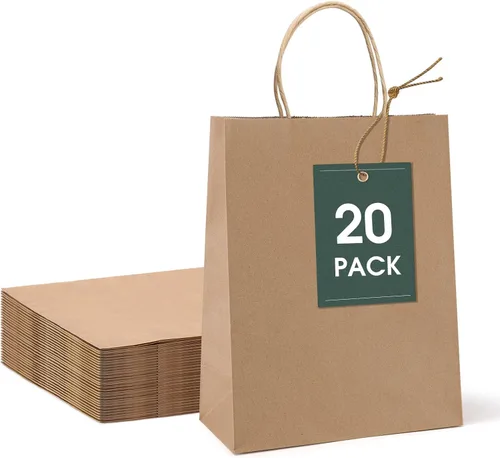 Miniatura 19 de GSSUSA Bolsas de papel negras de 8 x 4.25 x 10.5 pulgadas, 20 unidades, bolsa de papel de regalo con asas a granel, regalo de graduación, papel