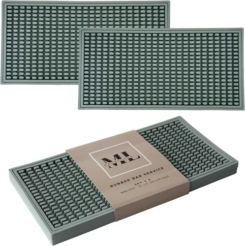 Paquete de 2 tapetes de goma para barra, antideslizantes, para barman, barra de café y encimera de cocina, protector grueso y duradero para Gris