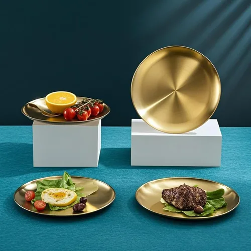 Miniatura 4 de Paoli Plato llano de acero inoxidable 18/8 para platos principales, carne a la parrilla, postre, ensalada y fruta, gran capacidad de 9 pulgadas