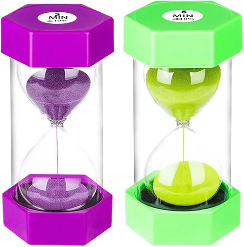 Miniatura 32 de SuLiao Reloj de arena colorido de 3 minutos, reloj de arena morado, temporizador de reloj de arena de plástico para niños, juegos, aula, cocina