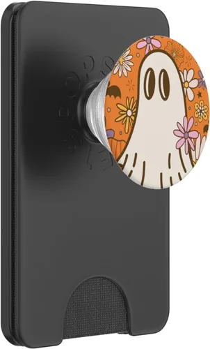 Miniatura 7 de PopSockets de Halloween con fantasma floral hippie retro de los años 70