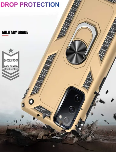 Miniatura 3 de LUMARKE Funda para Galaxy S20 FE con protector de pantalla, supera los 16 pies, probada en caídas, de grado militar, con soporte de anillo Amarillo