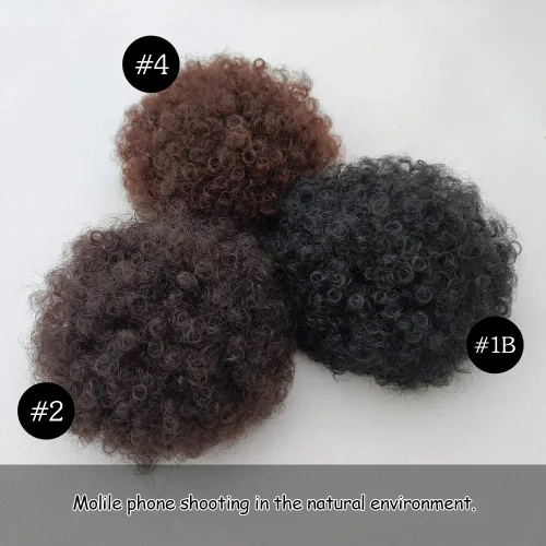 Miniatura 9 de Yinmei Baibian Extensiones de Cabello Sintéticas de Moño con Cordón Afro Rizado Crespo Degradado Marrón Tamaño Grande Peinado Recogido para Mujeres