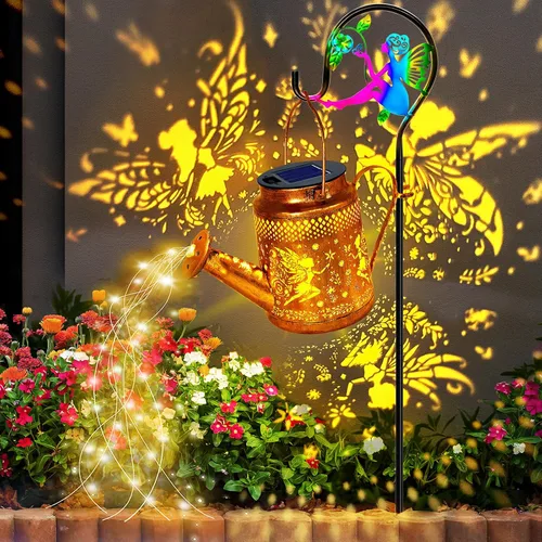 Miniatura 10 de YITING - 10 hebras de 200 luces LED solares parpadeantes de luciérnaga impermeables (sin regadera), 8 modos de luces de hadas estrelladas, luces