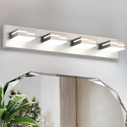 Miniatura 14 de 4 lámparas de acrílico para baño, moderna lámpara negra para tocador de baño, accesorios de iluminación de pared negro mate sobre el espejo, luz LED
