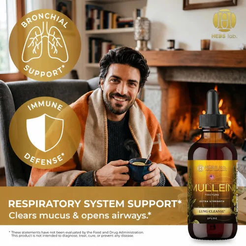 Miniatura 4 de Extracto de hoja de gordolobo para limpieza pulmonar, gotas de gordolobo para la salud pulmonar, fabricado en Estados Unidos, suplemento de apoyo