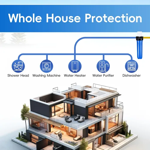 Miniatura 5 de iSpring WGB12B Sistema de filtración de agua para toda la casa de 1 etapa con filtro de bloque de carbono de 20 x 4.5 pulgadas, reduce hasta un 99%