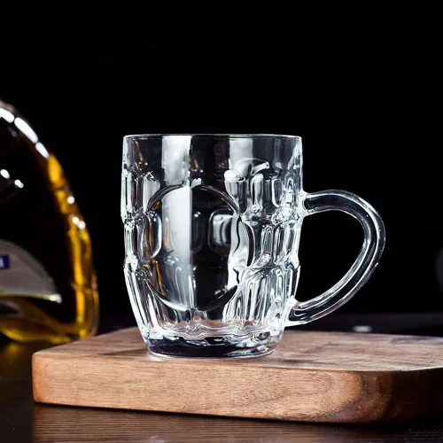 Miniatura 4 de Dimple Stein - Juego de tazas de cerveza de 10 onzas con asa, tazas de cerveza de vidrio, aptas para lavavajillas y congelador, transparentes