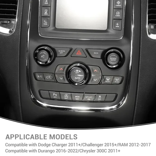 Miniatura 5 de para Challenger Cubierta de Mando de AC/Radio para Dodge Charger 2011+/Challenger 2015+/RAM 2012-2017/Durango 2016-2022/Chrysler 300C 2011+ Negro