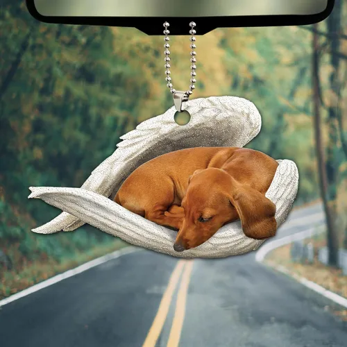 Miniatura 3 de Talataca Dachshund Angelito Durmiente Alas Memorial Tan Wheaten Dachshund 2D Plano Espejo Retrovisor de Coche Accesorios Adorno de Árbol de Navidad