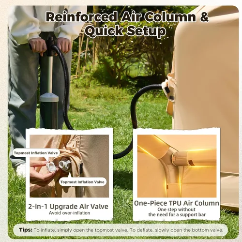 Miniatura 6 de YOLENY Inflatable Camping Tent, 8-10 Person Large Family Glamping Tent with Pump, Easy Setup Blow Up Tent with Stove Jack, Mesh Windows & Extended