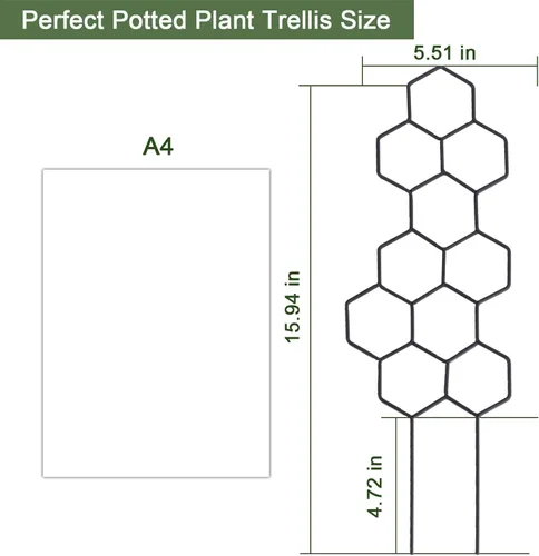 Miniatura 6 de WellSign Enrejado pequeño para plantas en maceta, enrejado de metal de 15.94 pulgadas para plantas trepadoras, maceta de interior, celosía