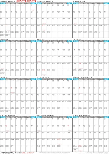 Miniatura 11 de JJH Planners - Laminado - Calendario de pared borrable mediano de 24 x 17 pulgadas - Agenda anual anual vertical de 12 meses (26 V-24 x 17)