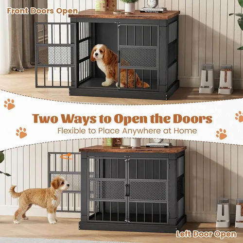 Miniatura 4 de VOPEAK Mueble de jaula para perros de 27.5", jaula para perros resistente a mordiscos para perros pequeños y cachorros, jaulas para perros
