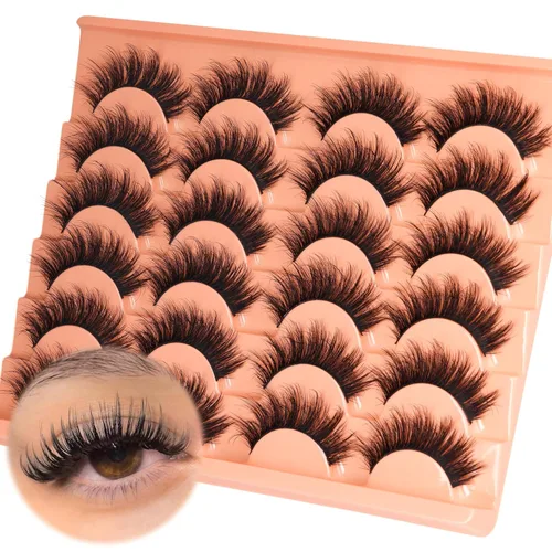 ALICROWN - Pestañas postizas peludas, pestañas postizas naturales, pestañas postizas de visón completo, pestañas rizadas C, paquete de 12 pares