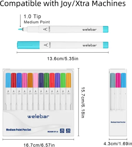 Miniatura 4 de Bolígrafos de punta media 1.0 compatibles con Cricut Joy/Xtra, paquete de 36 rotuladores surtidos para dibujar, escribir, manualidades 1.0Tip