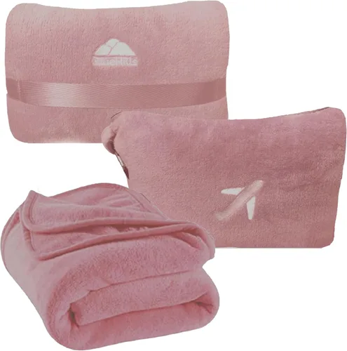 Miniatura 13 de BlueHills Paquete de 2 Mini Mantas de Viaje de Felpa Suave Premium, Almohada, Esenciales de Avión para Dos en Bolsa, Viaje en Vuelo, Mantas de Avión