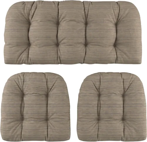 Miniatura 39 de RSH DECOR: Sunbrella - Juego de 3 cojines de mimbre copetudos 41 x 19 pulgadas y 19 x 19 pulgadas Fabricado con tela de rendimiento Sunbrella