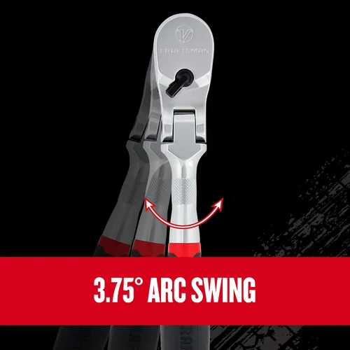 Miniatura 7 de Llave de carraca V-SERIES de CRAFTSMAN, accionamiento de 1/2 pulgada, 96 dientes, cabeza flexible XL de agarre cómodo (CMMT86336V)