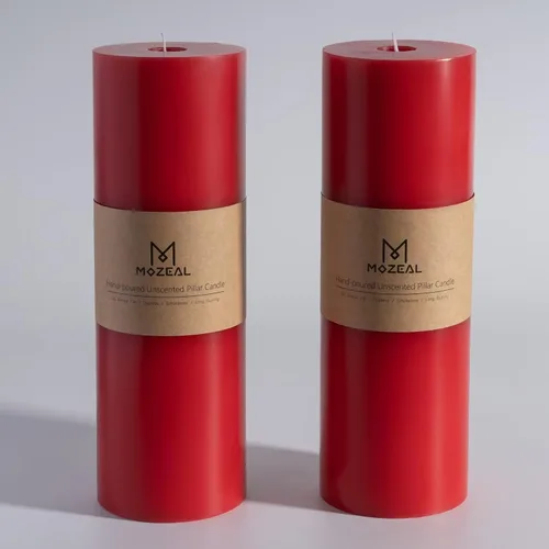 Miniatura 40 de MOZEAL Velas grandes sin perfume vertidas a mano de 3 x 8 pulgadas, sin humo, juego de 2, combustión lenta, sin goteo, aproximadamente 150 horas