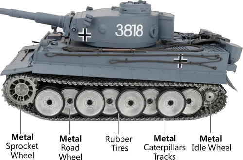 Miniatura 2 de 1/16 2.4ghz Control remoto alemán Tiger I en color gris, modelo de tanque para adultos