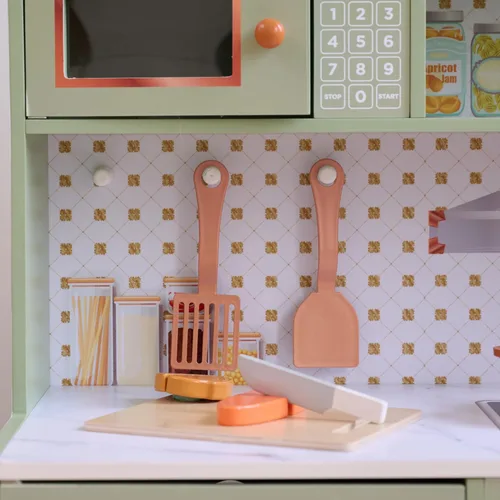 Miniatura 10 de Teamson Kids Little Chef St. Louis - Juego de cocina de madera retro para niños pequeños, juego de cocina de simulación verde con máquina de hielo