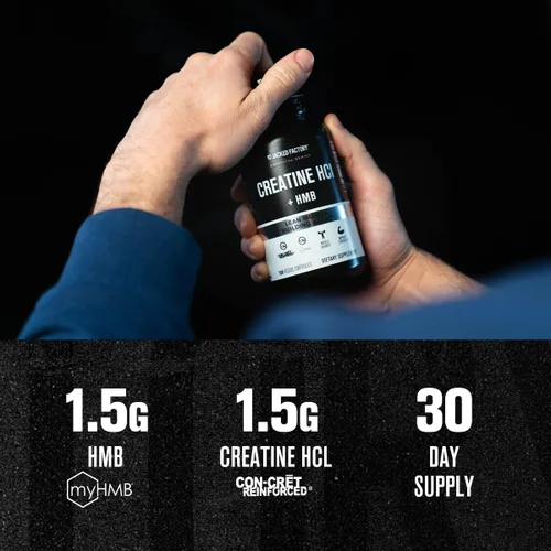 Miniatura 2 de Jacked Factory Cápsulas de creatina HCL + HMB - Fórmula sinérgica CON-CRET, myHMB y vitamina D para mejorar el crecimiento, la fuerza y la reducción