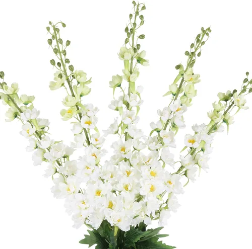 Miniatura 23 de IPOPU 6 PCS Flores Artificiales de Delfínium Flores Artificiales de Espuela de Cordero Flores de Seda de 85 cm de Tallo Largo para Arreglos de Boda