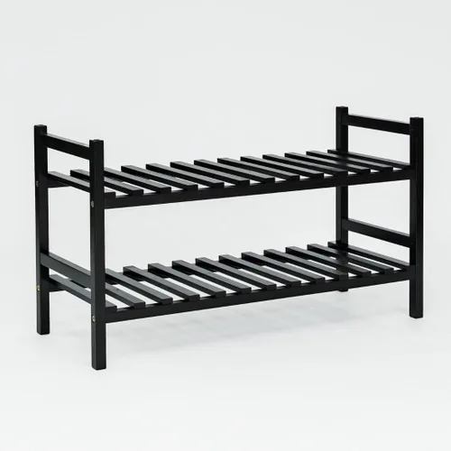 Miniatura 7 de PJ Wood Organizador apilable de madera para almacenamiento de armarios, estantes de entrada, armario escalonado para zapatos, capacidad de 6 pares