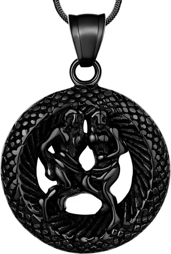 Hipunk Collar de 12 constelaciones, signo de estrella del zodiaco, colgante de horóscopo, acero inoxidable 316L, regalo de cumpleaños para hombres y