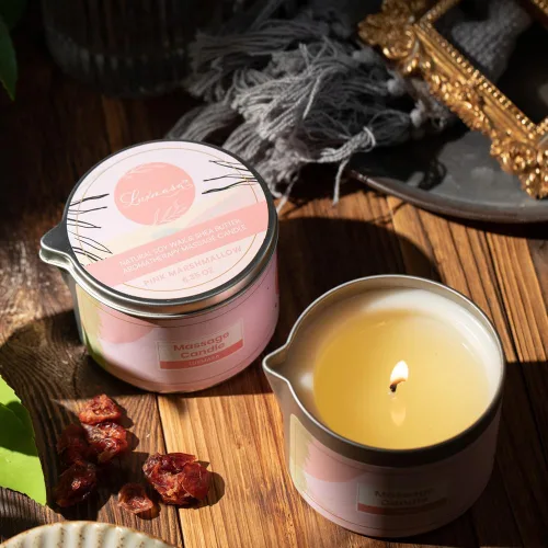 Miniatura 7 de Vela de masaje, aceite de soja perfumado a baja temperatura, terapia de calor, loción de aceite corporal, aceite de karité natural, aceite de masaje