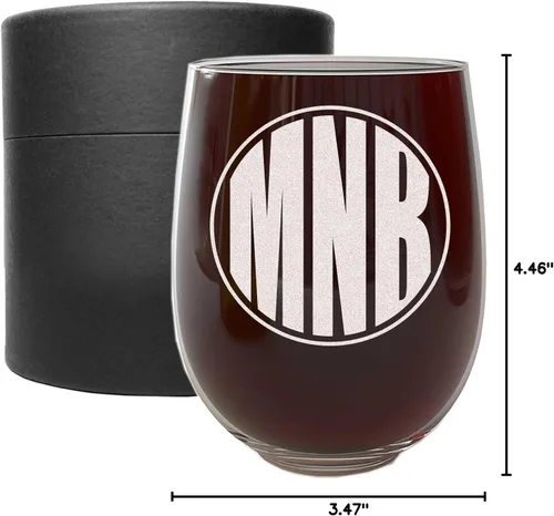 Miniatura 7 de Copa de vino personalizada sin tallo, grabada para el Día de la Madre, monograma circular, copa de vino personalizada para mamá, copas de vino