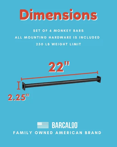 Miniatura 2 de Barcaloo Juego de 6 barras de mono para exteriores de 22 pulgadas para patio trasero, juego de 6, barras de metal negro para exteriores/interiores