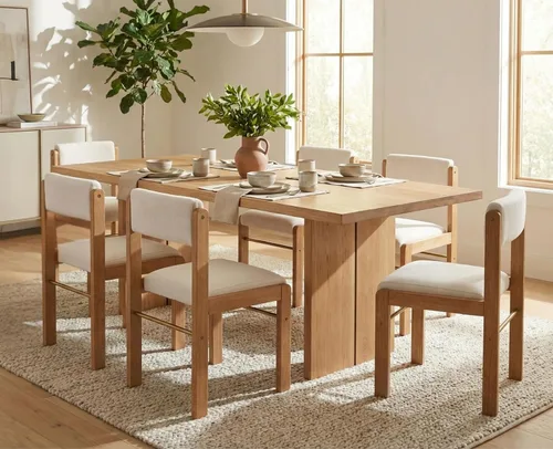 Miniatura 11 de CIMOTA Juego de 2 sillas de comedor de piel sintética, modernas sillas de comedor tapizadas de mediados de siglo con marco de madera/respaldo