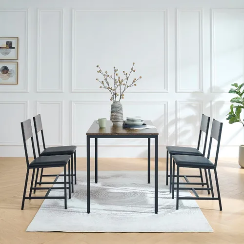 Miniatura 9 de LUCKHAO Juego de mesa de comedor de 3 piezas industrial para 2, mesa de comedor de altura de encimera de cocina con base de mesa ajustable