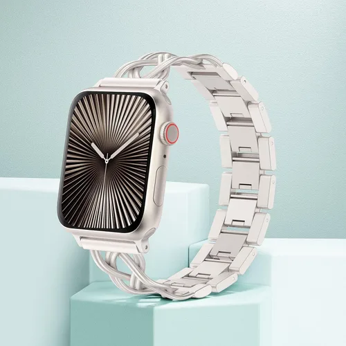 Miniatura 4 de TOYOUTHS - Pulsera elegante compatible con bandas de Apple Watch de 38/40/41/42/44/45/46/49mm para mujeres, correa de metal de acero inoxidable