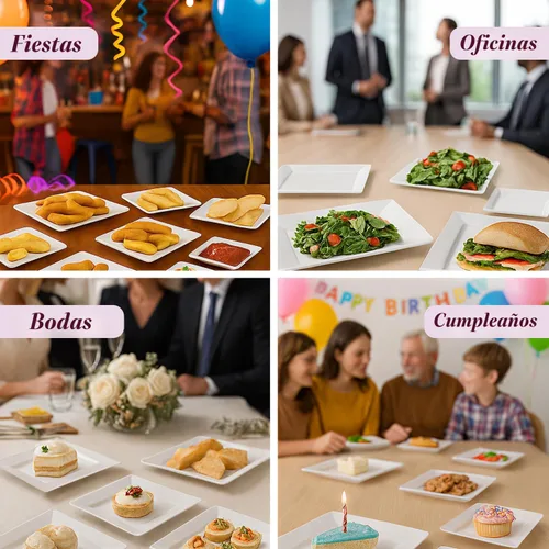 Miniatura 7 de Aya's - Platos desechables cuadrados de plástico de 60 quilates, color blanco, 9.5 pulgadas, 30 platos de cena y 30 platos de ensalada de 6.5