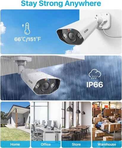 Miniatura 3 de ZOSI Sistema de cámara de seguridad PoE para el hogar con foco 4K de 8 canales, 8 puertos, NVR de 8 canales y 8 MP con disco duro de 2 TB, 4 cámaras