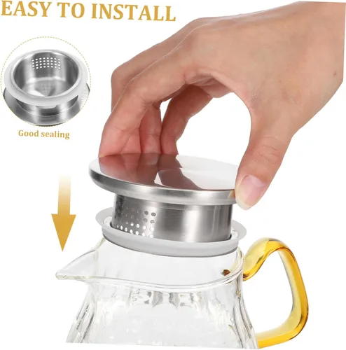 Miniatura 3 de Tapa de jarra de agua, tapa de filtro de acero inoxidable para jarra de vidrio, cubiertas de tapones de garrafa, reemplazo de agua de vidrio