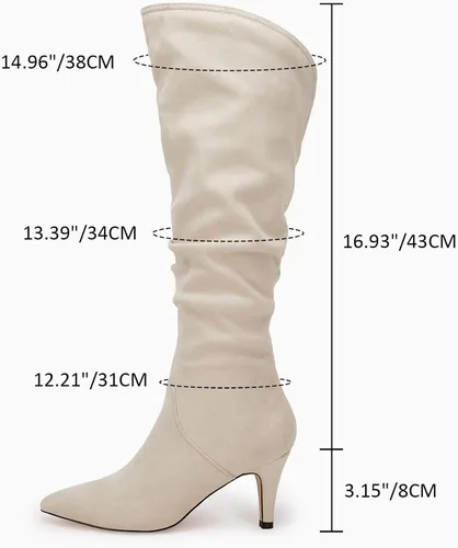 Miniatura 4 de Coutgo Botas altas hasta la rodilla para mujer, con tacón ancho de pantorrilla, puntera puntiaguda, botas largas para invierno