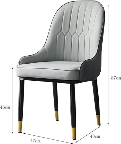 Miniatura 3 de Dining Chairs Modern Dining Room s Modern Simple Hotel PU Leather Dining s Soft Wrought Back Chair Desk Chair for Bedroom -Gris(Gris)