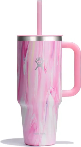 Miniatura 28 de Hydro Flask Vaso de Viaje con Asa, Tapa y Pajita - Acero Inoxidable Aislado en 24 Oz Aloe